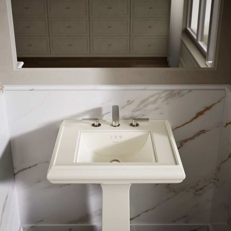 Memoirs®  Pedestal Tall Bathroom Sink with Overflow, Biscuit, 8" Centers