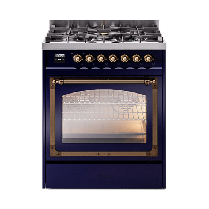 ILVE Nostalgie II Noblesse 30 po à double carburant, Propane liquide, Bleu minuit / bronze