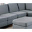 Canapé modulaire 9 pièces gris avec tissu en lin, repose-pieds et siège confortable