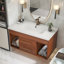 Meuble-lavabo simple 35,4 po Mid-Century avec lavabo encastré en céramique intégré