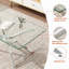 Table basse de 39,37 po rectangulaire en verre trempé transparent, design élégant avec pieds en métal, table basse de salon