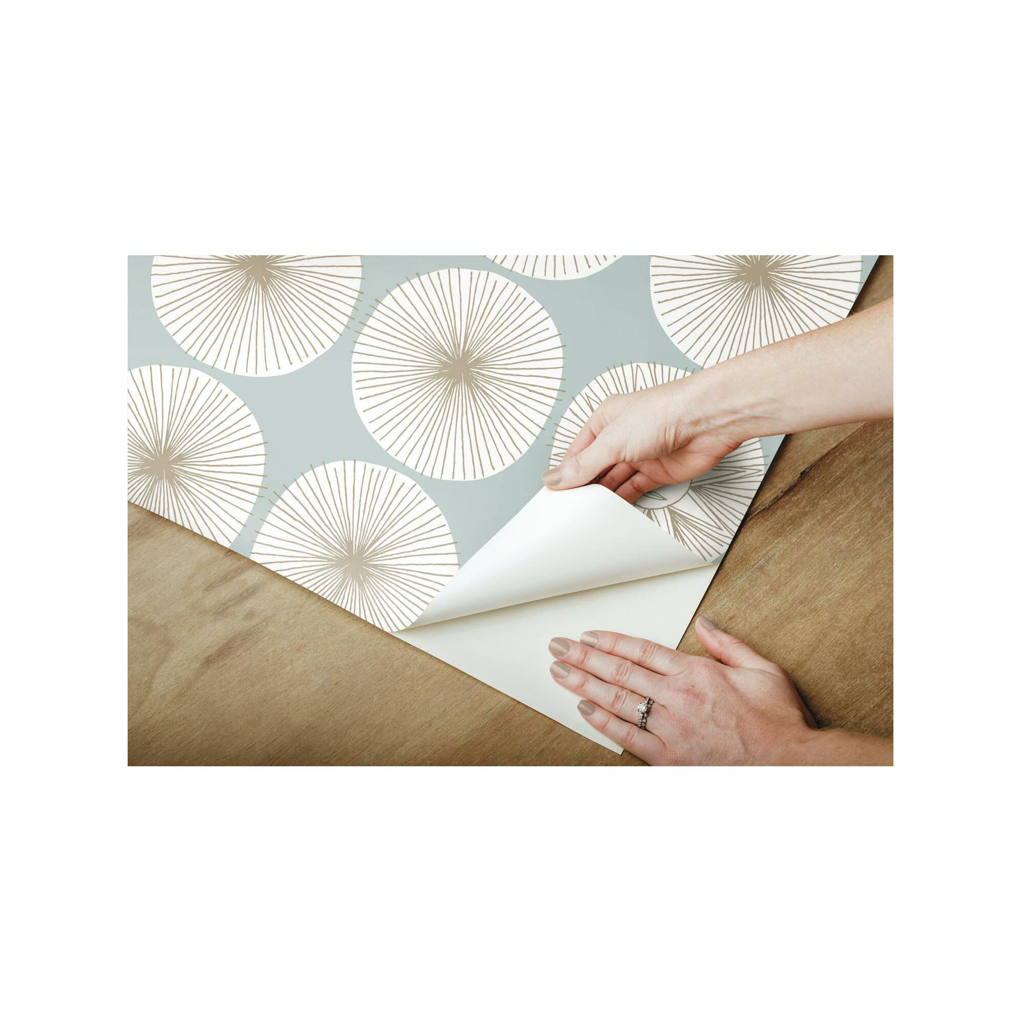 Mid-Century Peel & Stick Geometric Wallpaper, Light Blue/Glint
