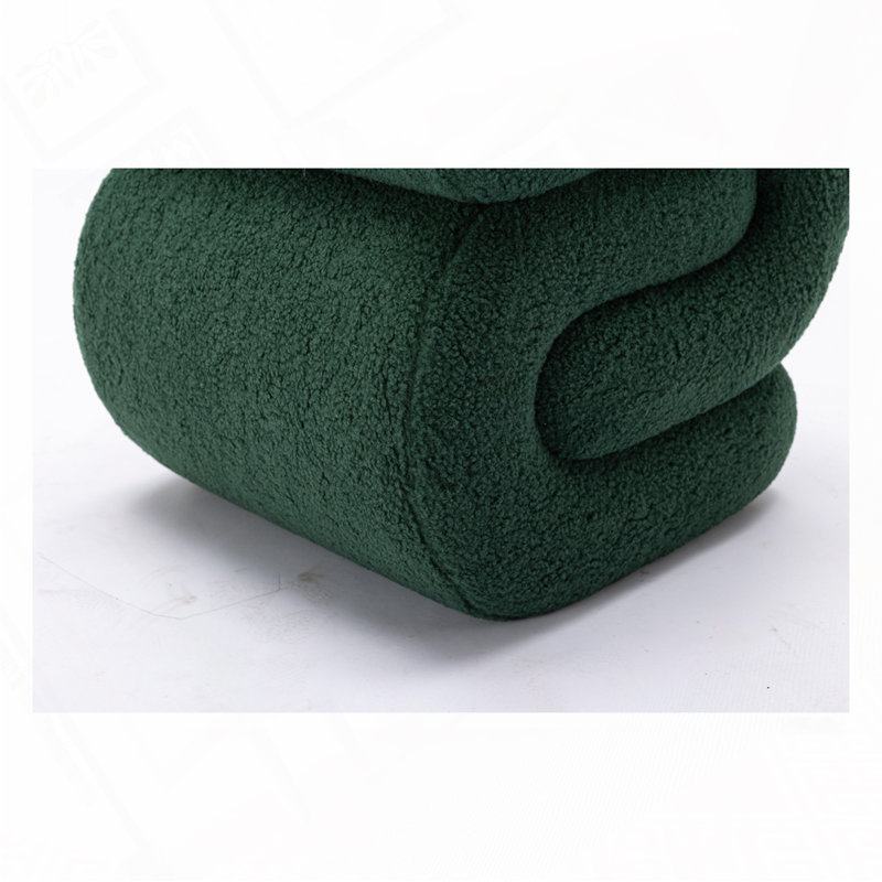 S-shape Ottoman Makeup Stool Footstool, Green Teddy