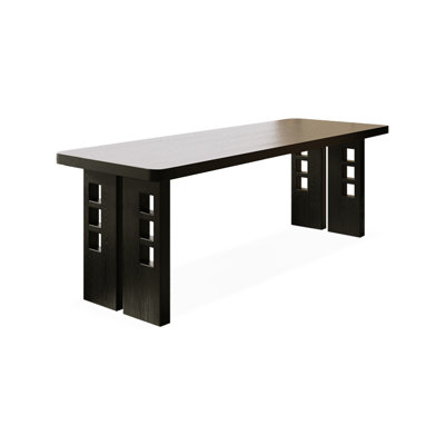 Black Rectangular Solid Wood with 2 drawers writing desk