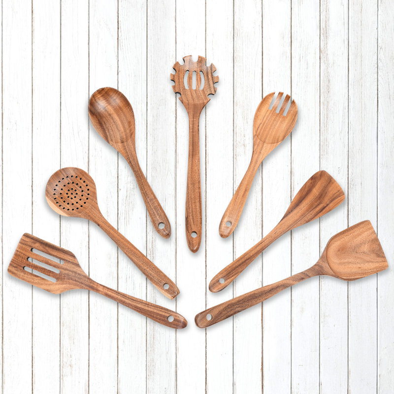 7 Piece Wooden Kitchen Utensils Set