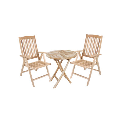 Alynia 2 - Person Teak Wood Patio Dining Set with