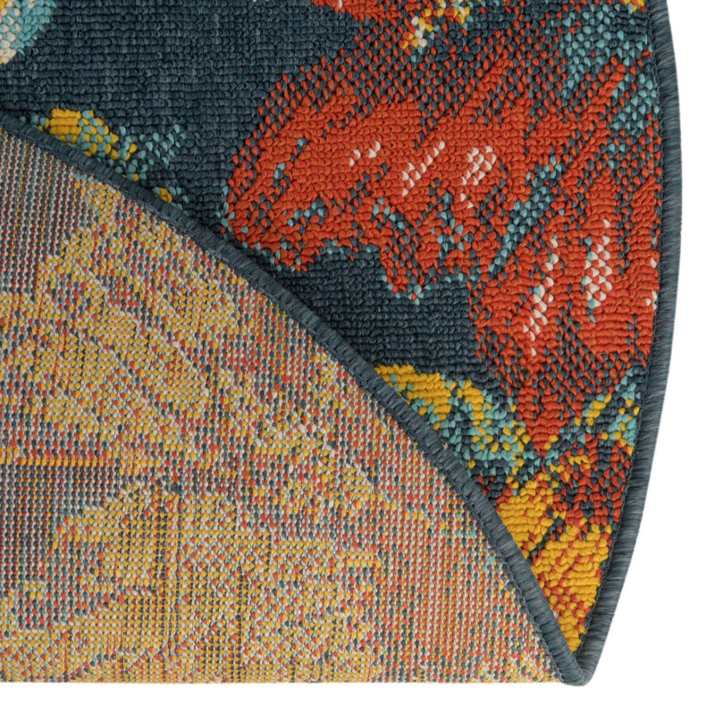 Eribella Floral Indoor / Outdoor Rug, Round 7'1"