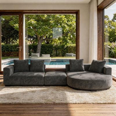 Ensemble de canapé modulaire rembourré 3 pièces en chenille