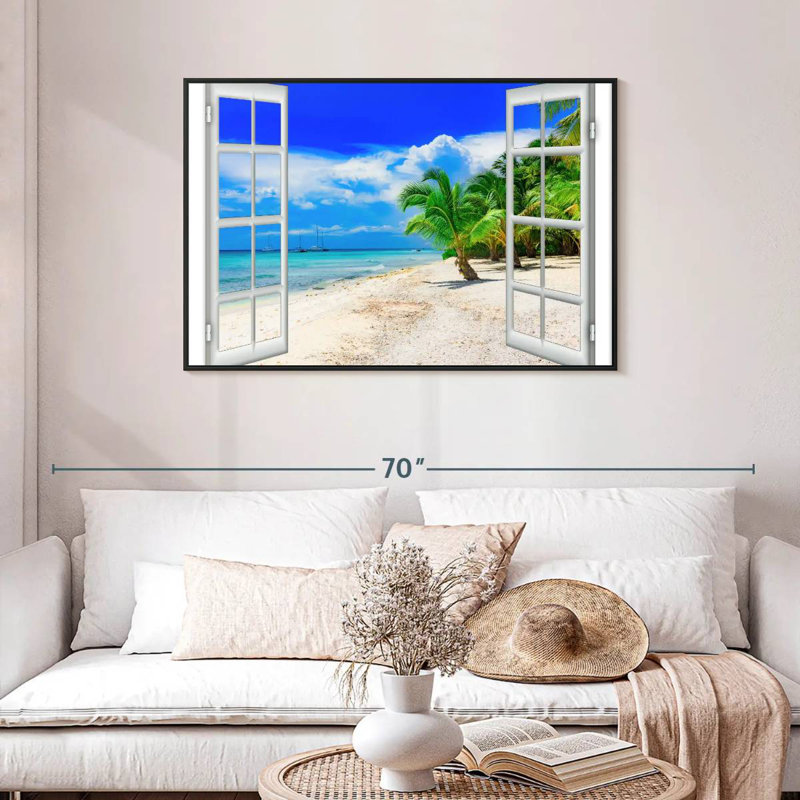 Fenêtre sur Malwae, Cadre flottant noir, 43 po x 29 po