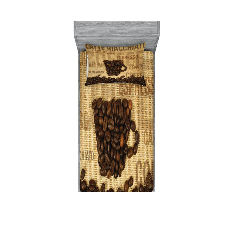 Ensemble de draps et taies décoratives Ambesonne Brown, Ensemble de draps pour lit simple + 1 drap-housse 