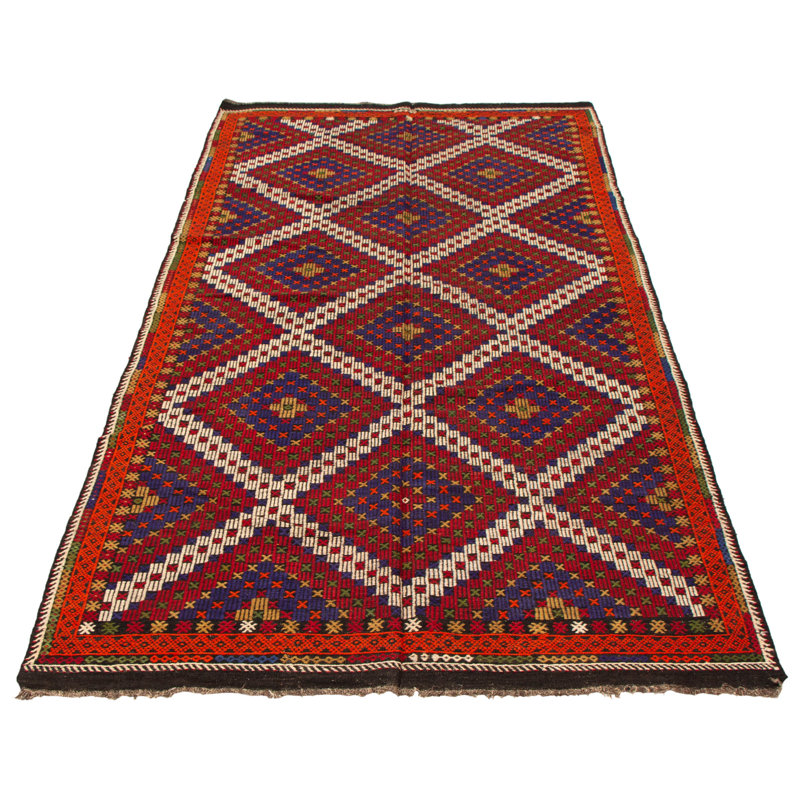 Tapisserie Amro rouge foncé Kilim 6 pi 1 po x 11 pi 5 po