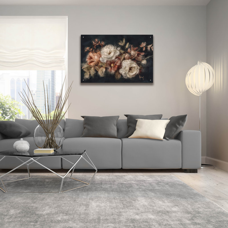 Art mural en verre «Moody Floral Swag» par Ashley Bradley, H 24 po x l 36 po