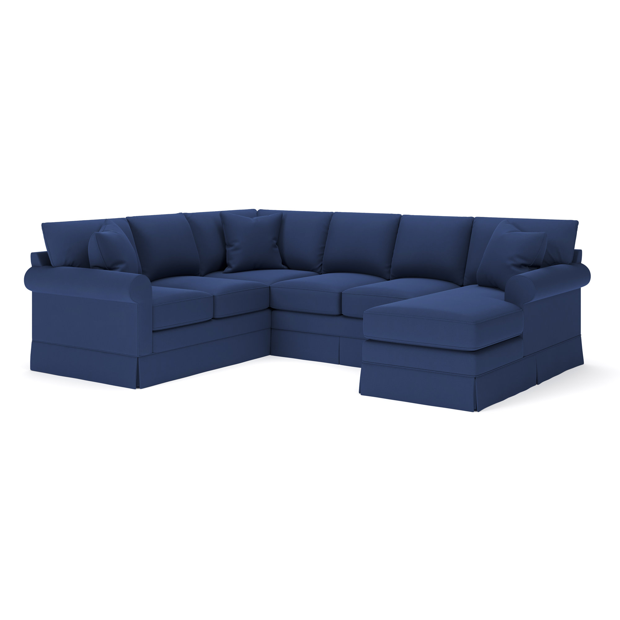 Friedman Upholstered Chaise U-Sectional, Right Hand Facing, Canvas Navy Sunbrella® Canvas