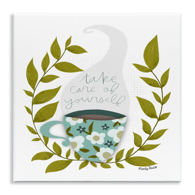 «Take Care with Relaxing Coffee», plaque murale par Mandy Ford, art + illustration