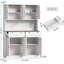 Armoire de rangement pour garde-manger avec station de charge, fabrication en bois d'ingénierie, H 71 po x l 47 po, 2 tiroirs et comptoir avec support à micro-ondes, rangement moderne pour la cuisine et la salle à manger-371804959