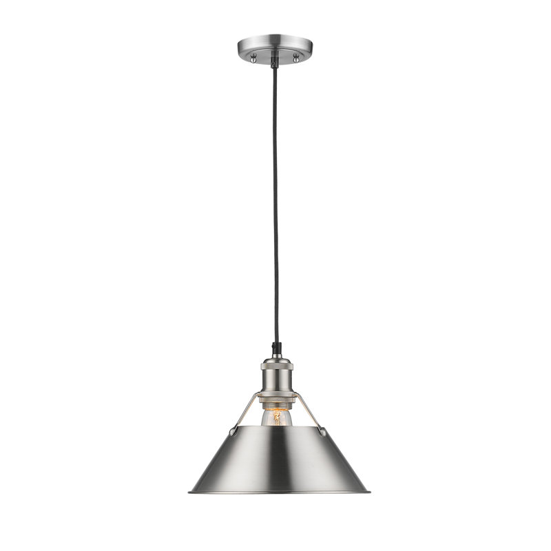 Luminaire suspendu conique à 1 lumière Weatherford, H 130 po x l 10 po x P 10 po, Étain, Étain