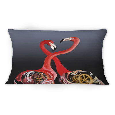 Coussin Flamingo Birds Kissing