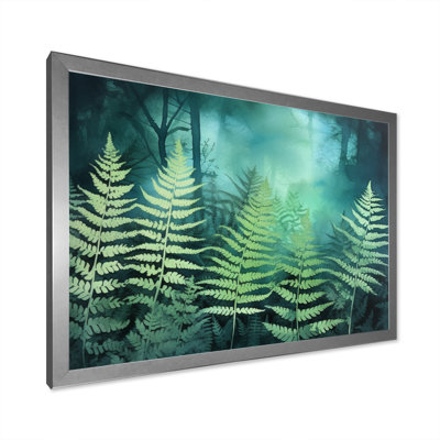 «Green Teal Fern Flowers», impression sur toile