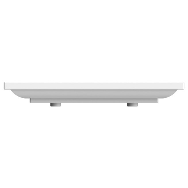Lavabo de salle de bain rectangulaire encastré en céramique blanc brillant ML avec trop-plein, Aucun trou
