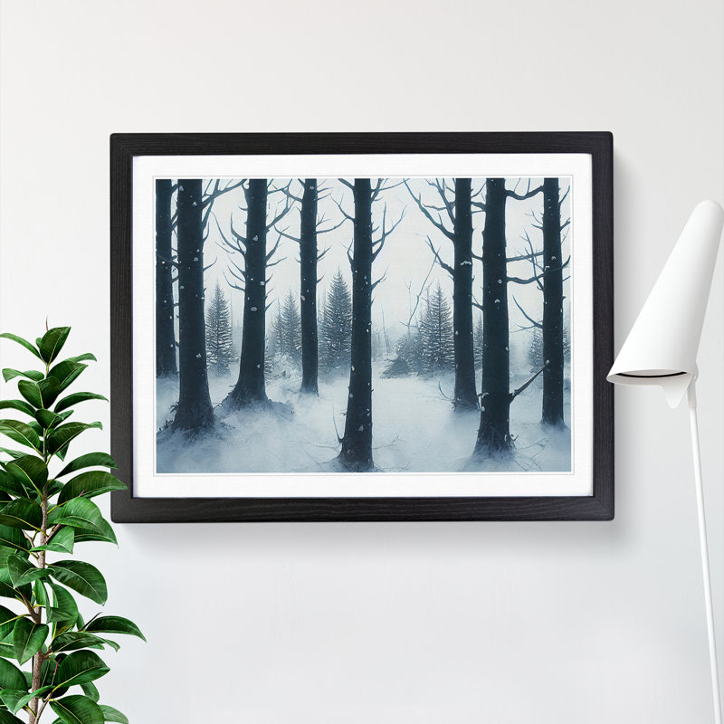 A Wonderful Winter Forest - Single Picture Frame Print, 25cm H x 34cm W x 2cm D, Black