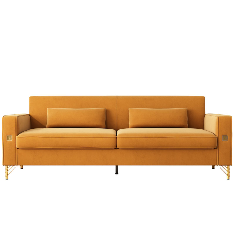 Canapé orange en velours 3 - Transformez votre espace avec élégance pour la maison