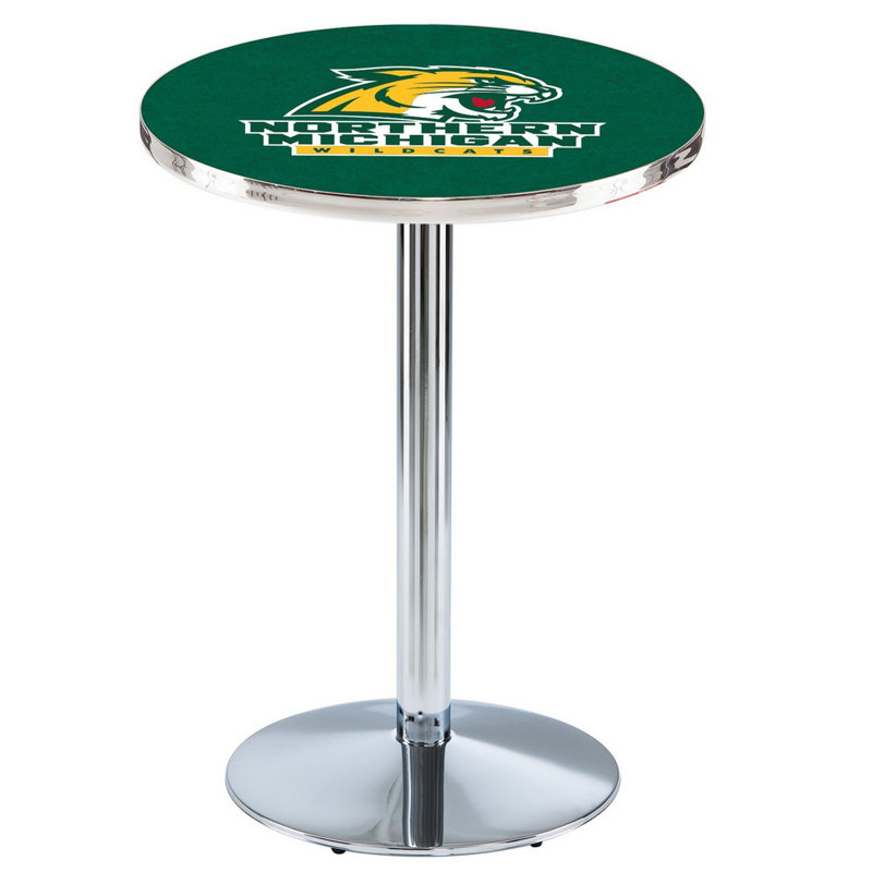 Round Metal Base Dining Table, Chrome, Northern Michigan University