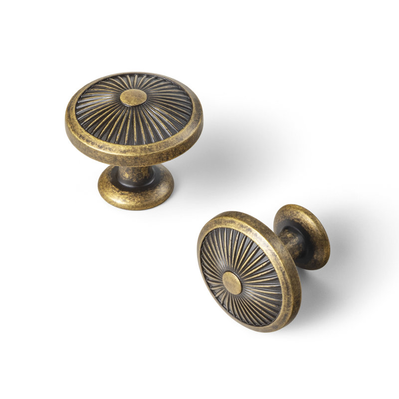 Poignée champignon 1,3 po de diamètre, Laiton antique