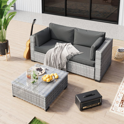 𝗣𝗿𝗲- 𝗮𝘀𝘀𝗲𝗺𝗯𝗹𝗲𝗱 𝗖𝗵𝗮𝗶𝗿𝘀, Rattan Patio Furniture Sets Outdoor Sectional Conversation Sofa With Thick Cushions For Seating