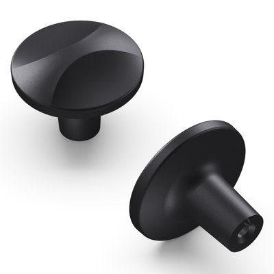 Crest Collection Round Knob - 1-1/4 " Diameter Cabinet Knob Matte Black - Mid-century Modern Hardware for Drawers & Cabinets