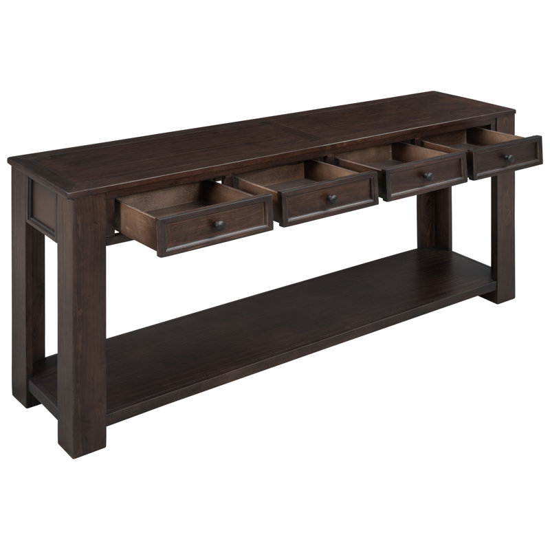 Desinae 63" Console Table Sofa Table with Storage Drawers and Bottom Shelf for Entryway Hallway, Dark Brown