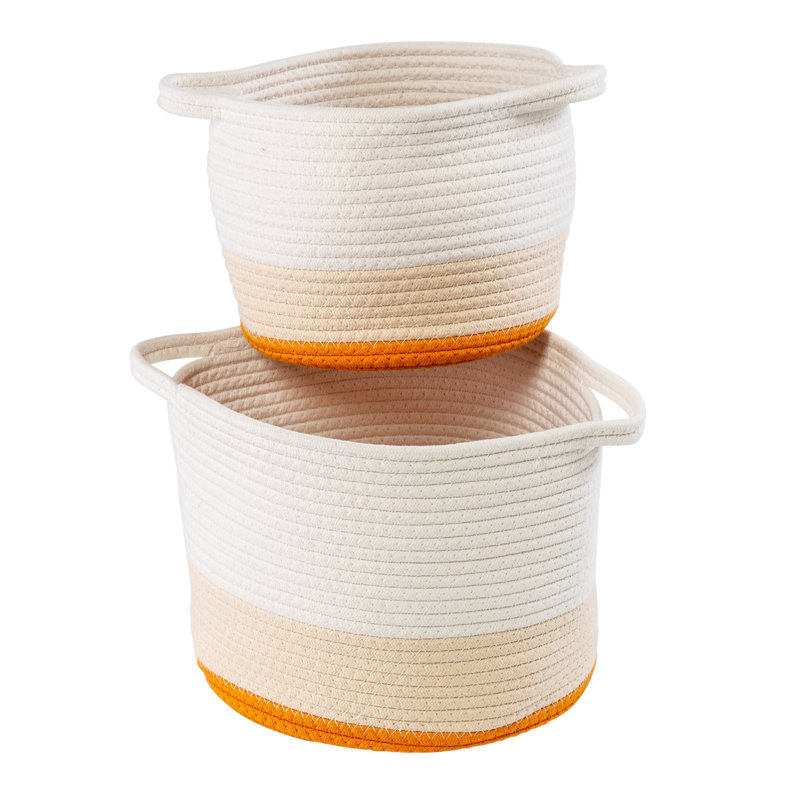 Ensemble de 2 paniers en tissu, Orangé