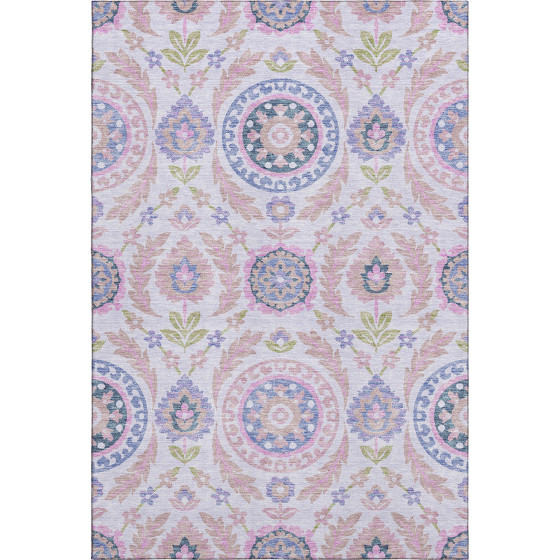 Premium Machine Washable Prisco Blush Rug, Rectangle 9' x 12'