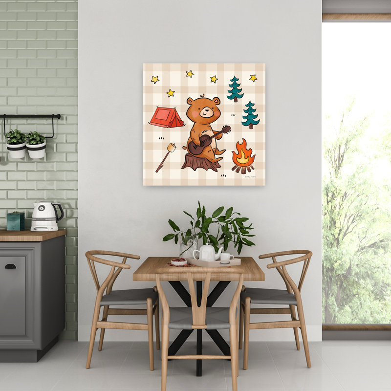 Ours de camping contemporains avec art ours, H 32 po x l 32 po