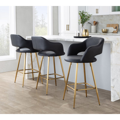 Lake 26" Fixed-Height Counter Stools with Metal Legs & Square Footrest
