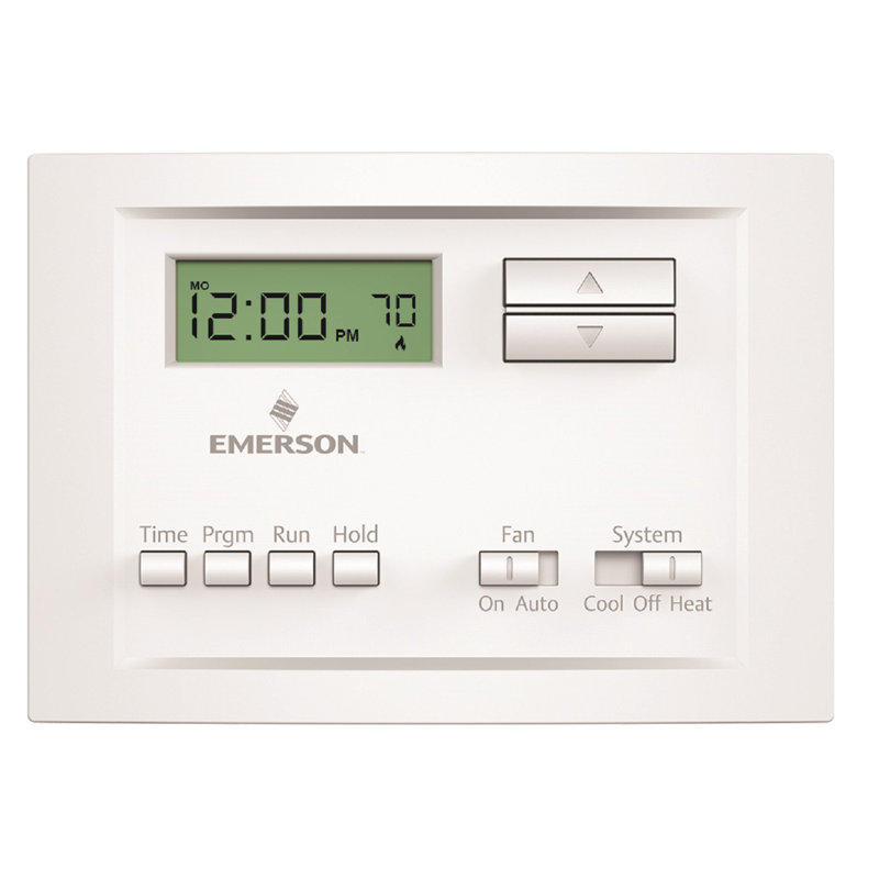 White Programmable Digital Heat Pump Thermostat with Touchscreen