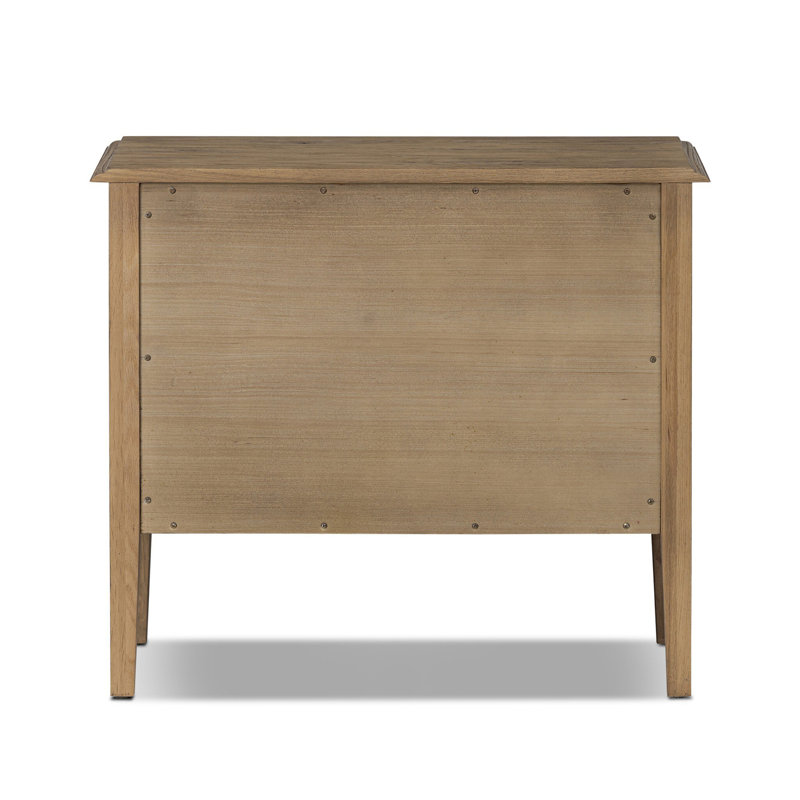 MAGGIE 2 - Drawer Solid Wood Nightstand, Light Brown