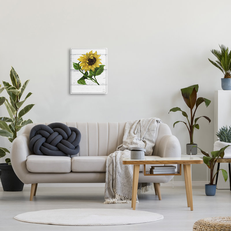 «Rustic Sunflower Blossom cmw-113», art mural personnalisé, H 20 po x l 16 po, Toile tendue, Oui