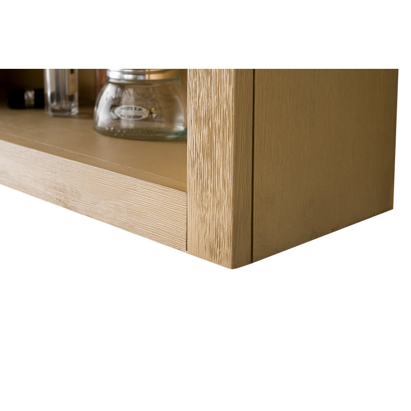 Chambery 24" Wall Mounted Bathroom Storage Cabinet with 2 Doors, Adjustable Shelf and Open Shelf, Brushed Nickel/Natural Oak