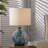 23.5" Modern Coastal Blue Glass Table Lamp with 3-Way Dimmable Lighting for Bedroom Living Room Study