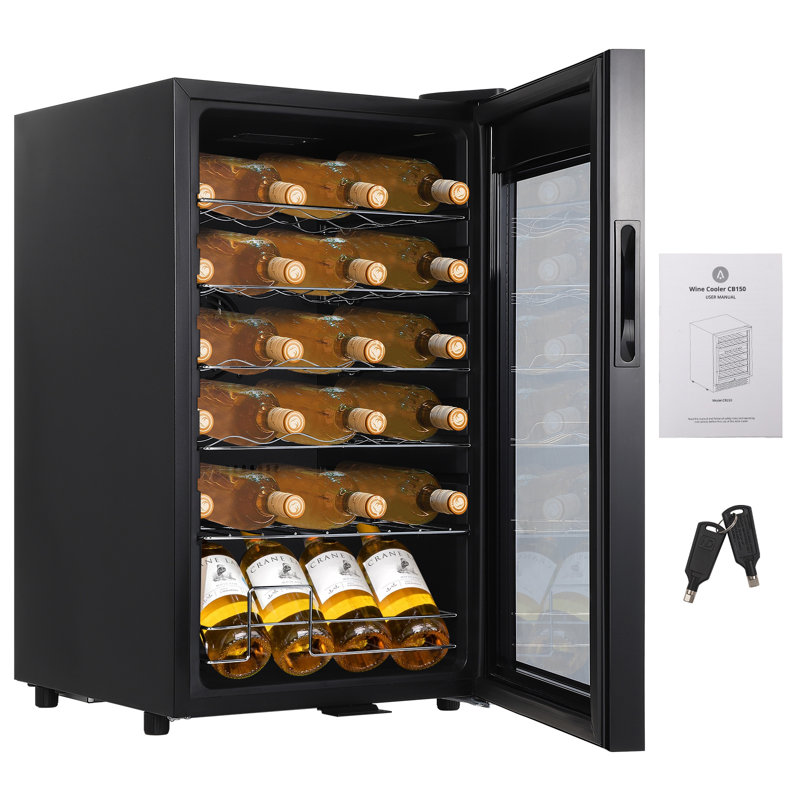 24 Bottles Wine Cooler Refrigerator,Freestanding Compact Wine Fridge with Digital Control for Fridge With 40-66F Digital Temperature Control Glass Door