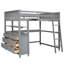 Lit mezzanine pleine grandeur gris, fabriqué en bois massif, avec tiroirs, bureau et tablettes pratiques. Maximisez l'efficacité de l'espace. Fabriqué sans sommier. Repos confortable. H 69,4 po-740049686