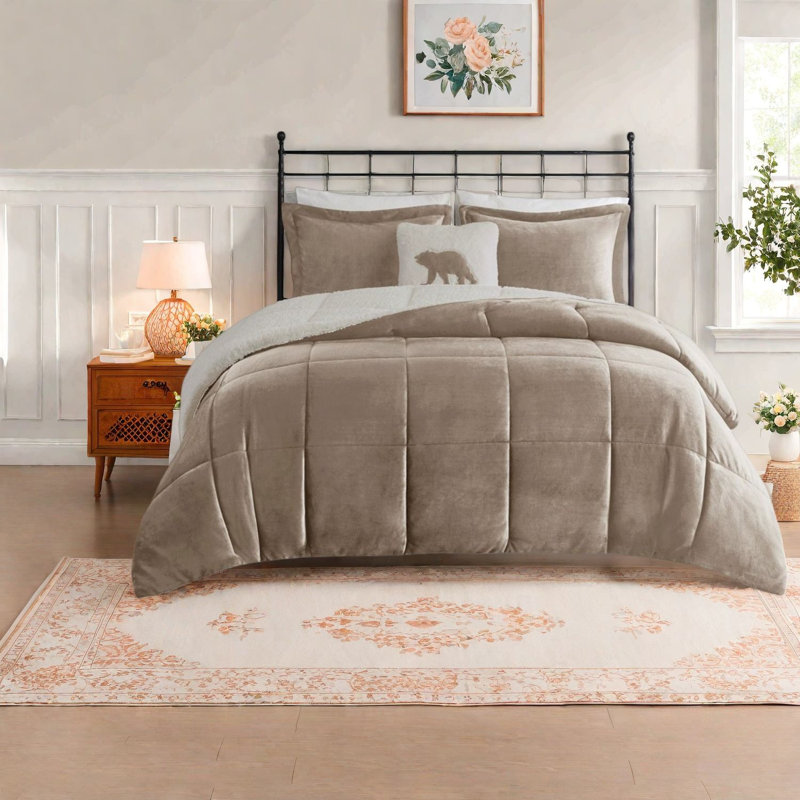 Ensembles de literie en sherpa moelleux en polyester de style campagnard rustique confortable pour la maison