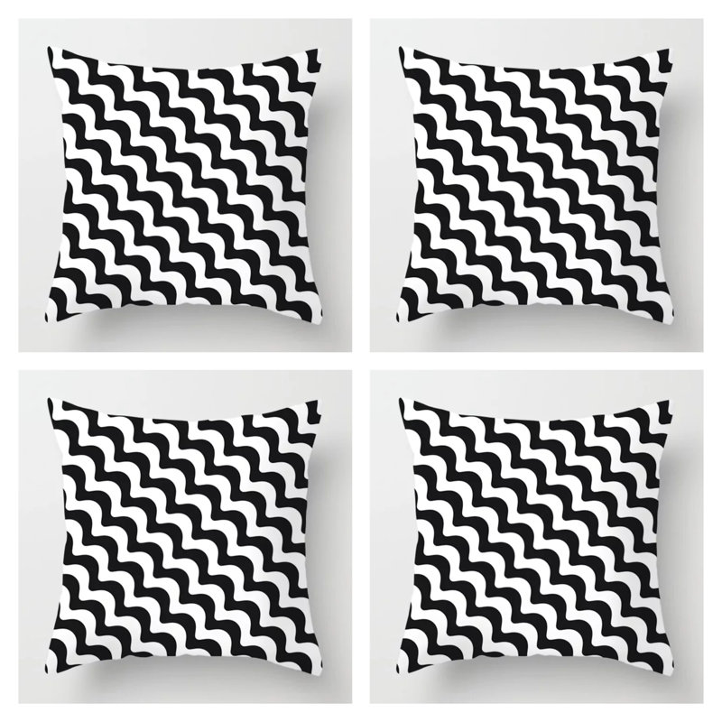 Kearna Black/White Throw Pillow Cover, Groovy Wavy