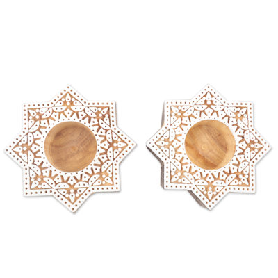 Bougeoirs kaléidoscopiques en bois Bungalow Rose faits à la main (paire)