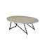 Oval Metal Base Coffee Table, Weathered Gray Oak Top, 70lbs Weight Limit Table With Black And Oak, Limit, 15in Height
