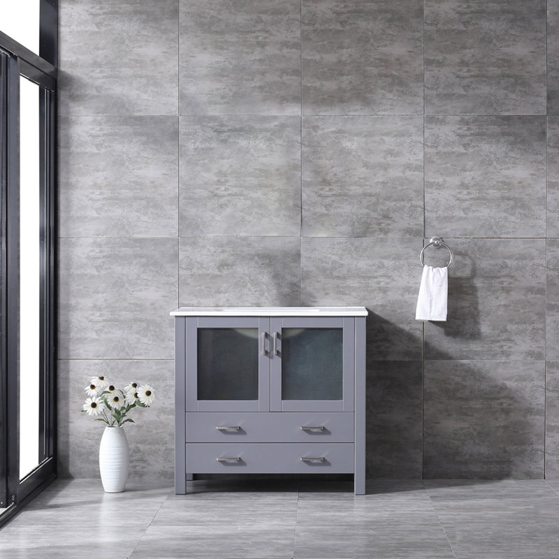 Volez 36" Dark Gray Single Vanity with Ceramic Top