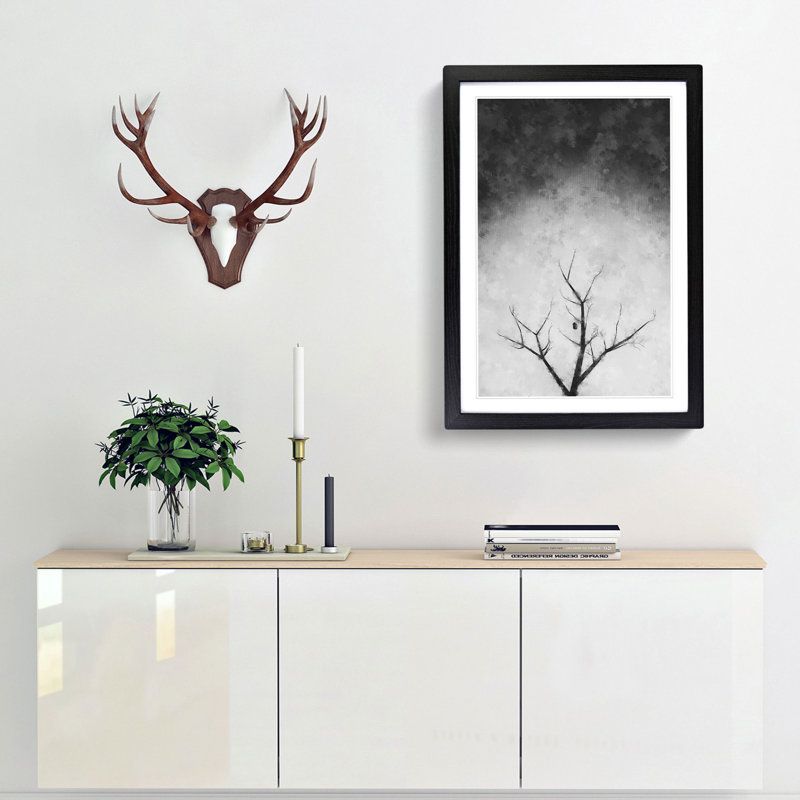 Bird House in a Tree - Picture Frame Graphic Art Print, 33cm H x 24cm W x 2cm D, Black Framed