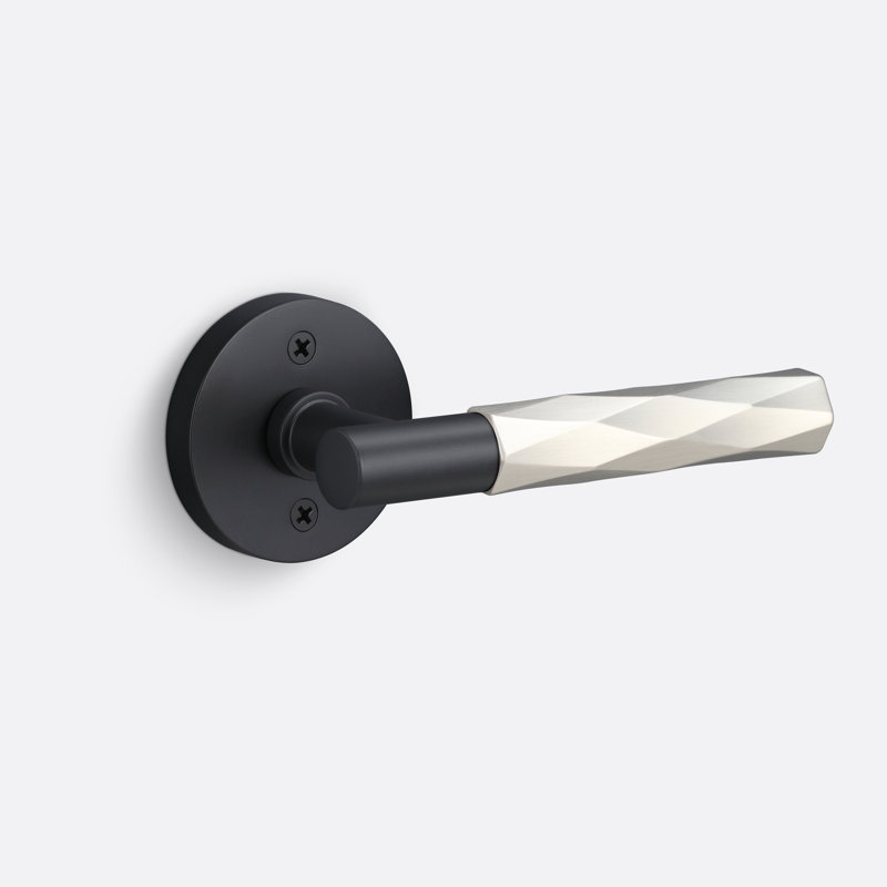 Rosette artificielle ronde Aspra, poignée Vertex, Noir mat / nickel satiné, Inactif double