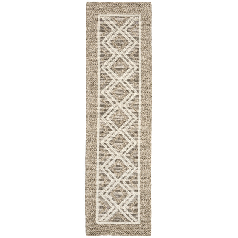 Kentshire Hand Woven Wool/Cotton Geometric Rug in Beige, Runner 2'3" x 8'