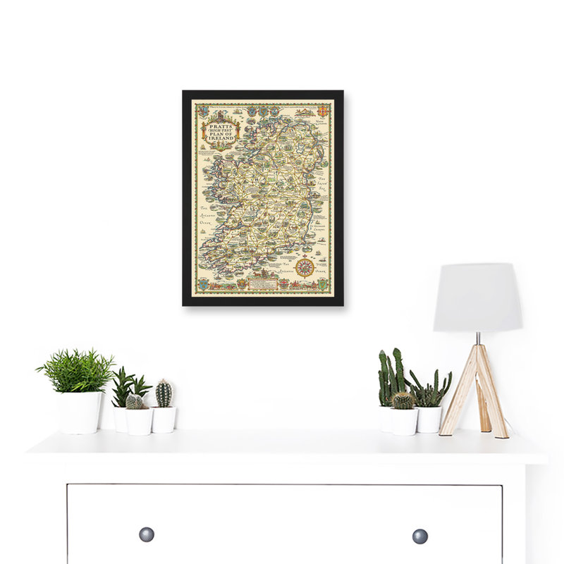 Map Taylor 1933 Pratts High Test Plan Ireland Pictorial - Single Picture Frame Print